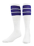 White and Purple 3-Stripe Tube Socks