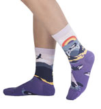 Purple Orca Whales and Mountains Socks