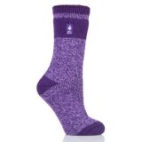 Colorblock Stripe Thermal Purple Crew Socks