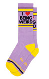 I Heart Being Weird Purple Socks