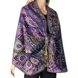 Soft Woven Purple Pashmina Style Scarf / Shawl - Feathers