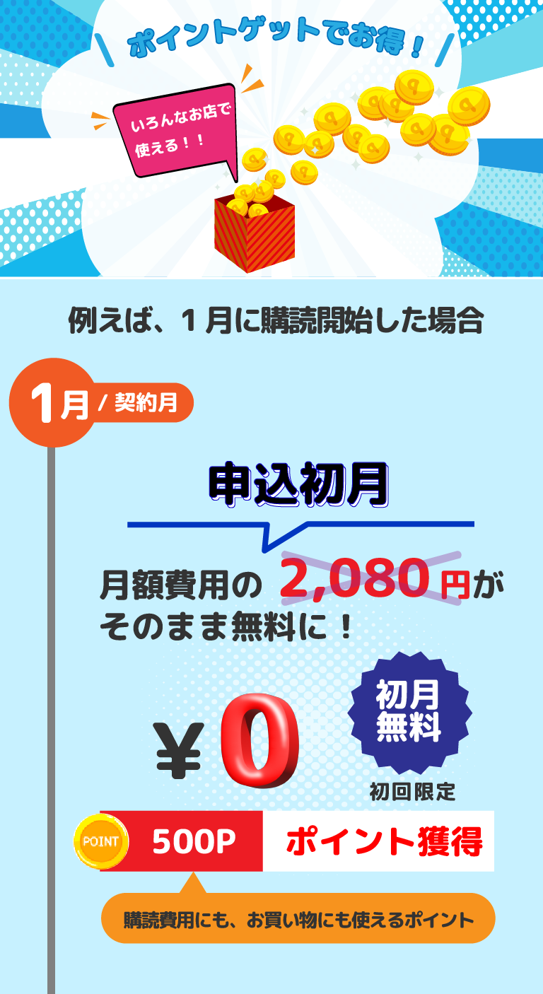 例えば、12月に購読開始した場合