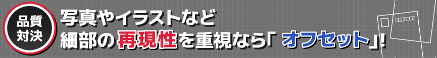 写真や細やかなイラストなど細部の再現性を重視するなら「オフセット」！